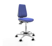 Taburete elche blanco as bali azul claro base blanca ruedas 65mm nailo