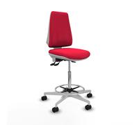Taburete elche blanco as bali rojo base blanca ruedas 65mm nailon