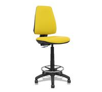 Taburete Elche con mecanismo Contacto permanente básico tapizada con Tela color Amarillo. Equipado con Base poliamida negra, Sin brazos y Ruedas de nailon 50 mm