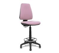 Taburete Elche con mecanismo Contacto permanente básico tapizada con Tela color Rosa. Equipado con Base poliamida negra, Sin brazos y Ruedas de nailon 50 mm