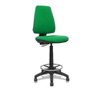 Taburete Elche con mecanismo Contacto permanente básico tapizada con Tela color Verde. Equipado con Base poliamida negra, Sin brazos y Ruedas de nailon 50 mm