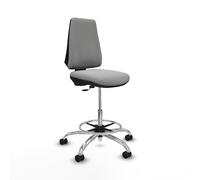Taburete elche cp bali gris claro base cromada ruedas 65mm nailon