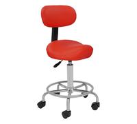 Taburete elevador con respaldo y ruedas, ergonómico de oficina, giratorio 360°, altura regulable 45-59 cm, carga de 150 kg, para oficina, spa, color rojo