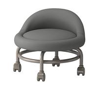 Taburete enrollable con soporte trasero y ruedas giratorias para cómodos asientos otomanos reposapiés y asiento enrollado para el hogar u oficina Use tapicería de cuero PU gris altura corta para una