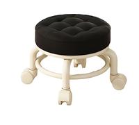 Taburete enrollable corto con ruedas giratorias universales, taburete de asiento enrollable pequeño y redondo, asientos de taburete de cuero PU sobre ruedas para fitness de la oficina en el hogar