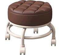 Taburete enrollable, taburetes bajos con ruedas, taburetes pequeños pequeños, taburetes bajos en rodillos con ruedas giratorias de 360 °, silla de taburetes de asiento de cuero para la oficina en