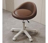 Taburete ergonómico con ruedas de 360° - Asiento giratorio de altura ajustable con ruedas silenciosas y cojín de piel sintética suave para salón, oficina, masaje, médico, uso doméstico, color marrón
