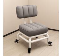 Taburete ergonómico de bajo rodamiento con soporte trasero para el hogar, jardín, oficina, marco de metal giratorio, piel sintética suave, rotación de 360 grados, ruedas de altura ajustable, cómodo