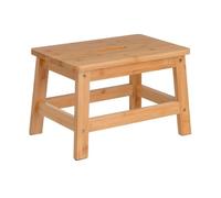 Taburete escalón con asa de Madera de bambú Natural con Carga hasta 150 kg, Banqueta Robusta,Reposapiés Resistente, Infantil, para Baño 38,5x26x25 cm
