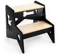 Taburete escalonado de madera para niños pequeños y adultos, ayudante de reposapiés pequeño, taburetes de escalera de dos escalones para niño para cocina Jardín de baño