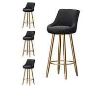 Taburete familiar taburetes de bares de bar conjunto de 4, taburete tapizado de terciopelo con espalda, patas de metal de silla de bar en oro, altura del asiento de 65 cm (negro 65 cm) (negro 75 cm)