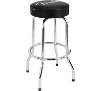 Taburete Fender, Ideal para los jugadores y fans de Guitarra, con Logo Spaghetti Fender, Acolchado con Espuma, 30", Negro y Cromo