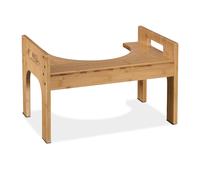 Relaxdays Taburete Fisiológico Inodoro Bambú, Escalón Váter, Banco Ergonómico para IR al Baño, 28,5x45,5x28,5cm, Natural