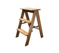 Taburete for adultos, escalera plegable resistente de madera, de bambú, multiposición, fácil de abrir y cerrar, ideal for cocina y hogar.