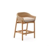 Taburete Galea en madera maciza de teca y ratán sintético 65 cm FSC 100%
