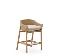 Taburete Galea en madera maciza de teca y ratán sintético 65 cm FSC 100%