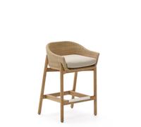 Taburete Galea en madera maciza de teca y ratán sintético, 75 cm FSC 100%