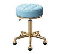 Taburete giratorio ajustable con asiento de piel sintética y marco de acero inoxidable, taburete de belleza de oficina rodante para salón, spa y uso doméstico
