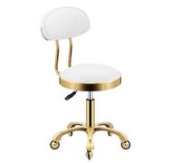 Taburete giratorio ajustable con respaldo, cómodo taburete giratorio sobre ruedas, metal hidráulico resistente para salón, masaje, clínica, bar, oficina