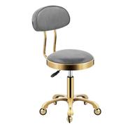 Taburete giratorio ajustable con respaldo, cómodo taburete giratorio sobre ruedas, metal hidráulico resistente para salón, masaje, clínica, bar, oficina