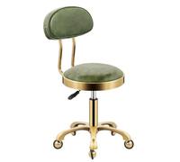 Taburete giratorio ajustable con respaldo, cómodo taburete giratorio sobre ruedas, metal hidráulico resistente para salón, masaje, clínica, bar, oficina