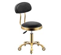 Taburete giratorio ajustable con respaldo, cómodo taburete giratorio sobre ruedas, metal hidráulico resistente para salón, masaje, clínica, bar, oficina