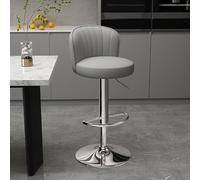 Taburete giratorio ajustable con respaldo y reposapiés, cómoda silla tapizada sin reposabrazos para sala de estar y comedor