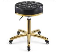 Taburete Giratorio Ajustable con Ruedas para salón de Belleza, SPA, Tatuador y Trabajo. Base de Acero Inoxidable (Negro aceitado, Talla única)