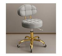 Taburete giratorio ajustable con soporte de espalda y ruedas, taburete giratorio hidráulico redondo de metal, titanio, dorado, taburete de trabajo para salón de belleza, spa, masaje de tatuajes
