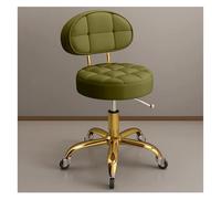 Taburete giratorio ajustable con soporte de espalda y ruedas, taburete giratorio hidráulico redondo de metal, titanio, dorado, taburete de trabajo para salón de belleza, spa, masaje de tatuajes