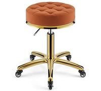 Taburete giratorio ajustable con varilla hidráulica dorada, altura de metal resistente ajustable sobre ruedas, perfecto para uso en cocina y sala de estar