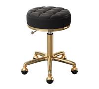 Taburete giratorio ajustable para oficina en casa con asiento de piel sintética y marco de acero inoxidable, silla de belleza negra para spa, diseño redondo rodante para movilidad, ideal para dibujar