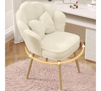 Taburete giratorio con respaldo bajo y patas de metal para maquillaje y tocador