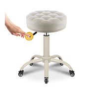 Taburete giratorio con ruedas de altura ajustable para cocina, salón, spa, clínica, tapicería de piel sintética