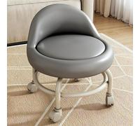 Taburete giratorio corto con respaldo para casa, oficina, peluquería, pedicura, asiento redondo pequeño, reposapiés giratorio 360 grados