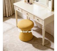 Taburete giratorio de 360° Vani redondo, reposapiés, moderno, silla de maquillaje, asiento acolchado para dormitorio, vestidor, entrada, color amarillo