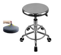 Taburete giratorio de acero inoxidable con rueda sólida con cojín de asiento gratuito, taburete giratorio resistente para bar, laboratorio, oficina, barbería, cocina y tienda (16.5)