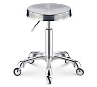 Taburete giratorio de acero inoxidable resistente para dibujar, silla de belleza para laboratorio, oficina, barbería, cocina y tienda, rueda sólida