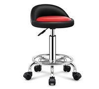 Taburete giratorio de altura ajustable con respaldo, cómodo asiento de emulsión, taburetes resistentes para tienda/belleza/salón/spa/tatuaje, taburete con ruedas