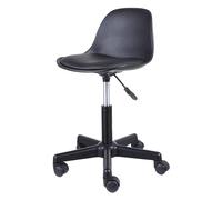 Taburete giratorio de altura ajustable con ruedas de respaldo para oficina, masaje, spa, médico, dibujo, tatuaje, belleza, peluquería (A)