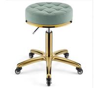 Taburete giratorio de barra con ruedas, para salón de belleza, spa, base de acero inoxidable, color verde claro, ideal para mostrador de tienda, tocador, tatuaje, artista, trabajo.