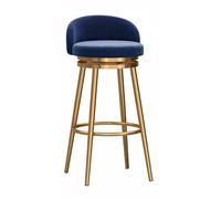 Taburete giratorio de barra de desayuno en azul dorado, sillas de bar giratorias de 360° con respaldo y reposapiés, tapizado en terciopelo for encimera de cocina, isla de comedor.(75cm/29.5in)