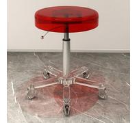 Taburete giratorio de material acrílico con rueda de cristal, ajuste de altura, resistente, para bar, laboratorio, oficina, barbería, cocina y tienda (rojo)