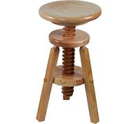 Aranaz | Taburete Giratorio | Taburete de Madera Redondo | Bajo | Altura Ajustable | Ideal para Hogar, Comedor, Cocina o Jardín | Fabricado en Madera de Pino | Acabado con Barniz | 29 x 29 x 48-64 cm