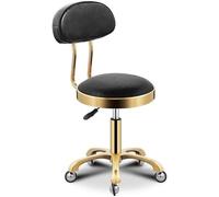 Taburete giratorio ergonómico de altura ajustable con respaldo y ruedas para uso profesional en salones de uñas y tiendas de tatuajes