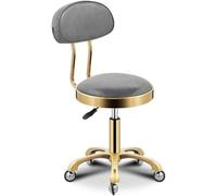 Taburete giratorio ergonómico de altura ajustable con respaldo y ruedas para uso profesional en salones de uñas y tiendas de tatuajes