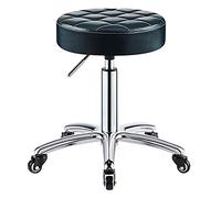 Taburete giratorio hidráulico ajustable con cojín redondo de piel sintética para spa, salón, oficina médica, tatuaje, hogar, coche, tienda, taburetes médicos sin respaldo con ruedas, 41 56 cm