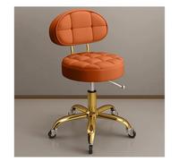 Taburete giratorio hidráulico con soporte trasero y ruedas, taburete ajustable para salón de belleza, spa, tatuaje, masaje, taburete de trabajo de metal dorado de titanio