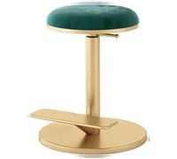 Taburete giratorio redondo de terciopelo de altura ajustable con cómodo diseño de cojín para un elegante asiento de tocador