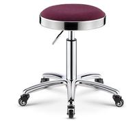 Taburete giratorio resistente con anillo de acero y ruedas, altura ajustable, piel sintética, silla de oficina para dormitorio, tienda, mostrador, salón, spa, masaje, escritorio de belleza (morado)